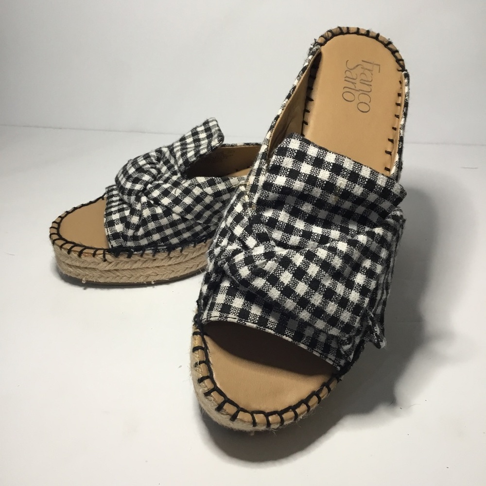 Franco Sarto Women’s Black And White Gingham Espadrilles Size 7.5